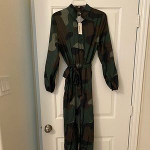 Camouflage print one piece jumpsuit